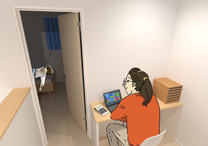 こどもの寝顔をみながら家事をする